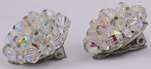 Vintage Laguna Aurora Borealis Crystal Cluster Earrings